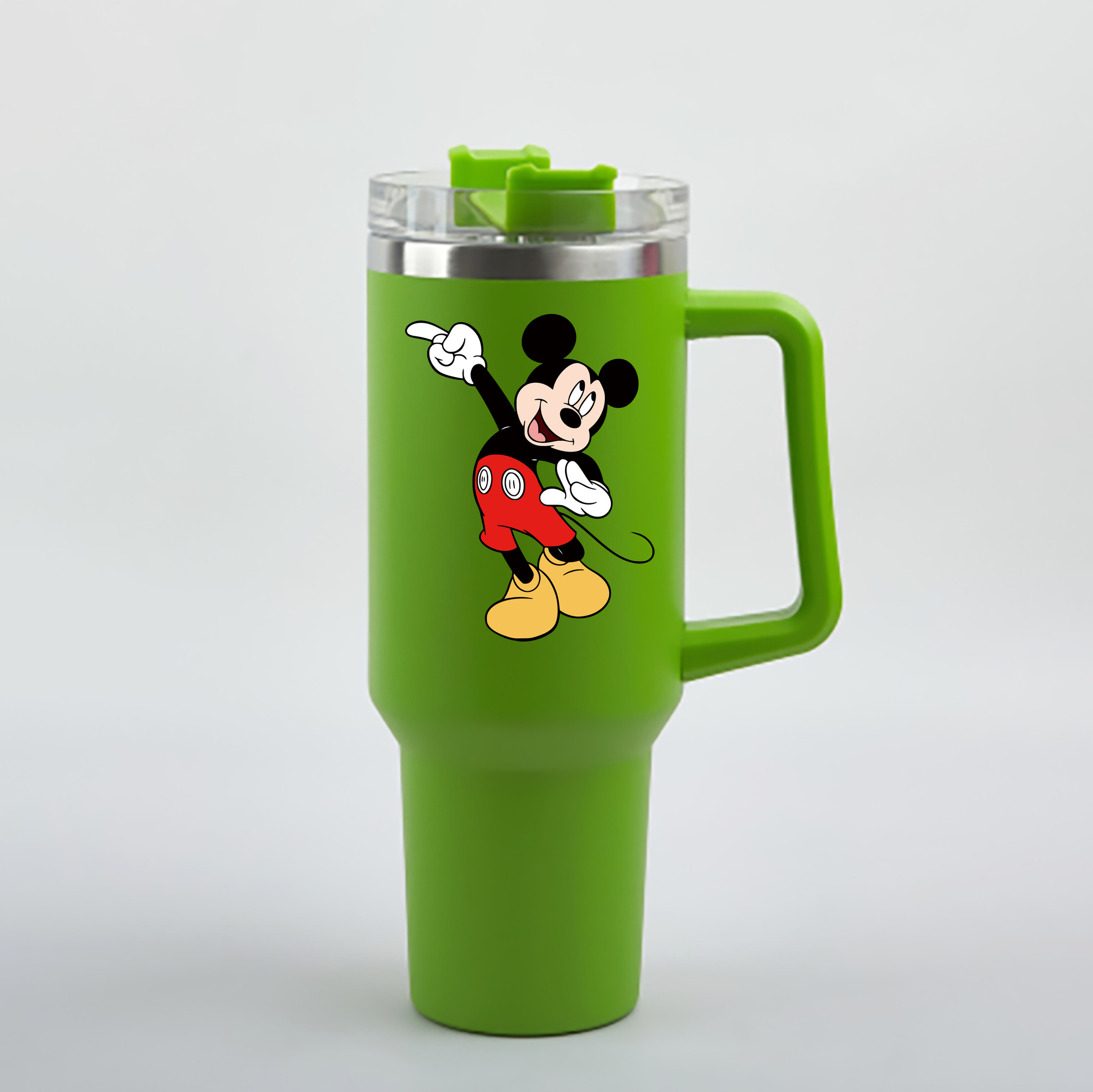 （画像用） ミッキーマウス Mickey Mouse 1200mL車用タンブラー - クリスタルステッカー（プラスチックストロー付き）
